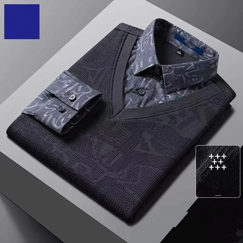 2026 Men's Spring And Autumn Two-Piece Pullover Fashionable Young Man's Personalized Casual Thin Shirt Sweater 50 KG-100 KG