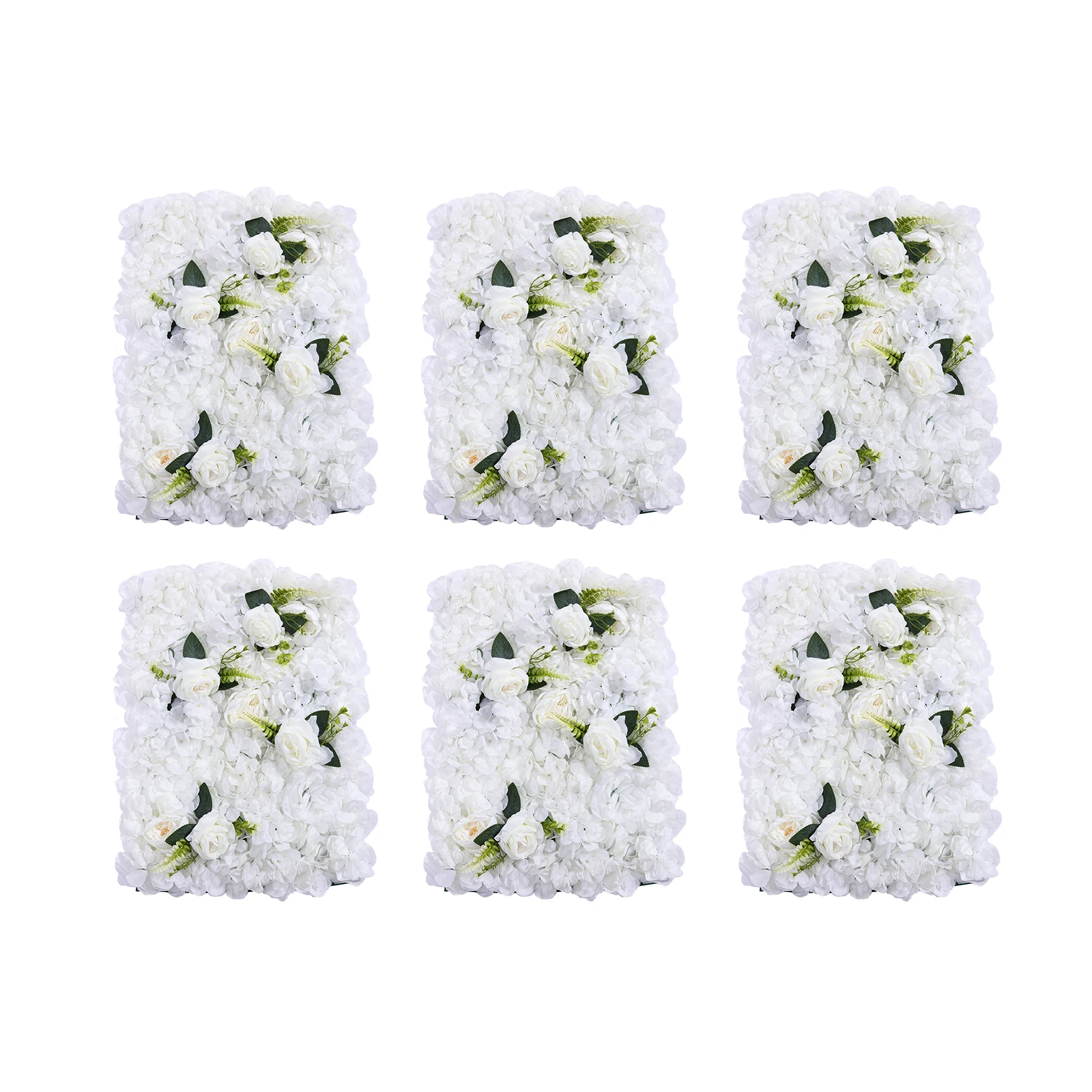 6 Pieces of Plant Flower Wall - White Peony, Rose Leaf Grass