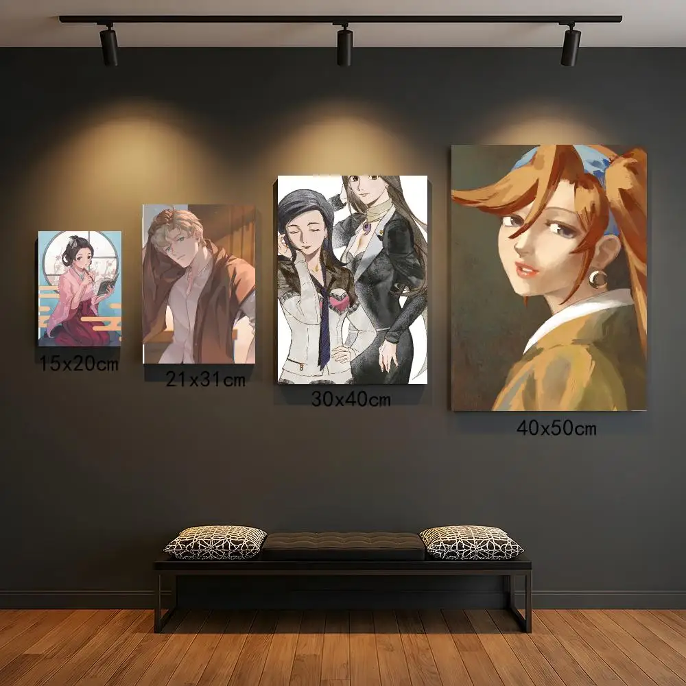 anime A-Ace Attorney-Y Poster Self Adhesive Wall Decor for Modern Home Cafe Office and Bar