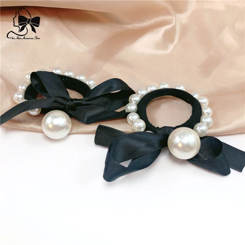 2022 Woman Big Pearl Hair Ties Hairband Scrunchies Girls Ponytail Holders Rubber Band Hair Accessories резинки красивые 스프링머리끈