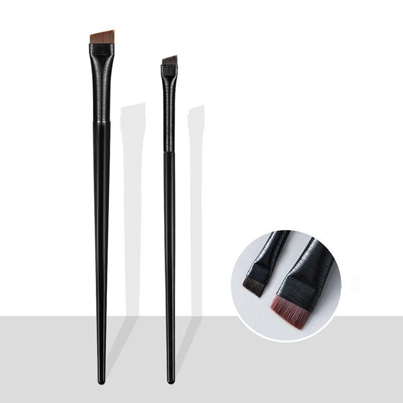 2 ชิ้นใบมีดแปรงอายไลเนอร์แปรงคิ้วแบบพกพา Flat Fine Eye Liner Brow Contour แปรงแต่งหน้าเครื่องมือแต่งหน้า