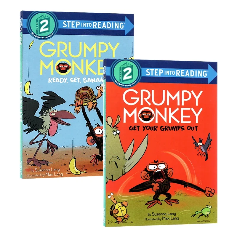 

2 книги/набор, Grumpy Monkey (Step to Reading), Детские книги в возрасте 4, 5, 6, 7, 8, Книга для чтения на английском языке, Книги с картинками HJ-019