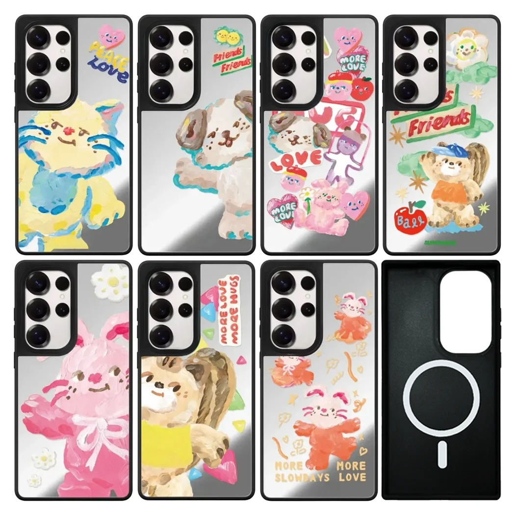 

Graffiti Puppies Mirror Magnetic Acrylic Case for Samsung Galaxy S23 S24 S25 Ultra S25+ Plus Protective Shell