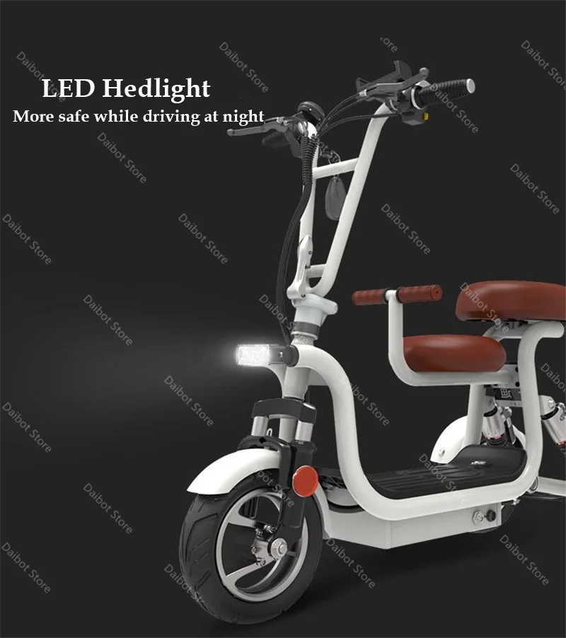 10 Zoll Mini Eltern Kind Dreirad Roller Elektrische Drei Räder Elektrische Roller Bürstenlosen Motor 400 W 48 V Für frauen – Detail 5