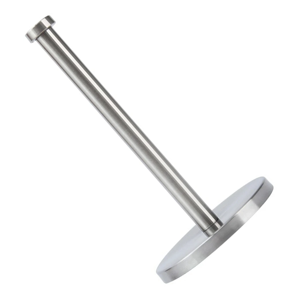 

Stainless Steel Paper Towel Holder Upright Stand Countertop Tissue Rack Kitchen Bathroom Storage Easy Install No Drill