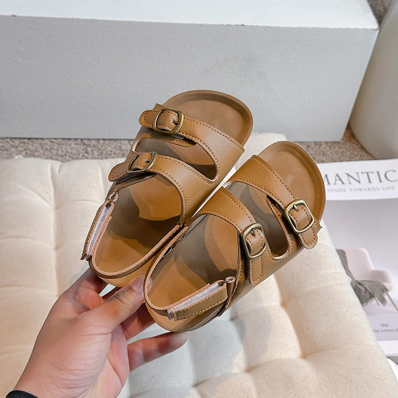 Summer Children\'s Birken Shoes Brown Lightweight Boys Girls Baby Shoes 2-15 Years Beige Casual Non-slip Kids Baby Sandals