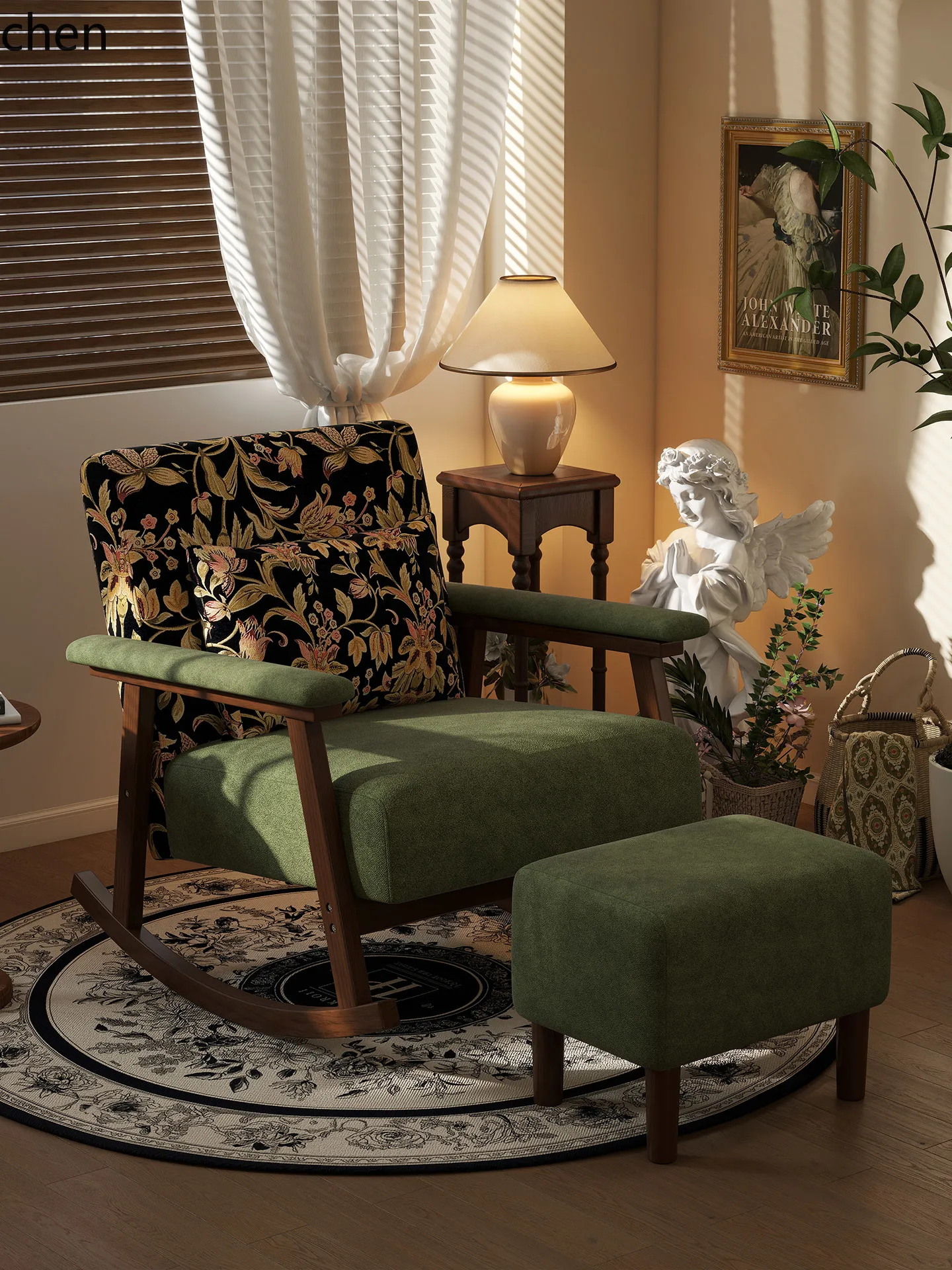 

ZML rocking chair, sedentary and comfortable, adult can sleep, lunch chair, balcony, home leisure, living room sofa chair