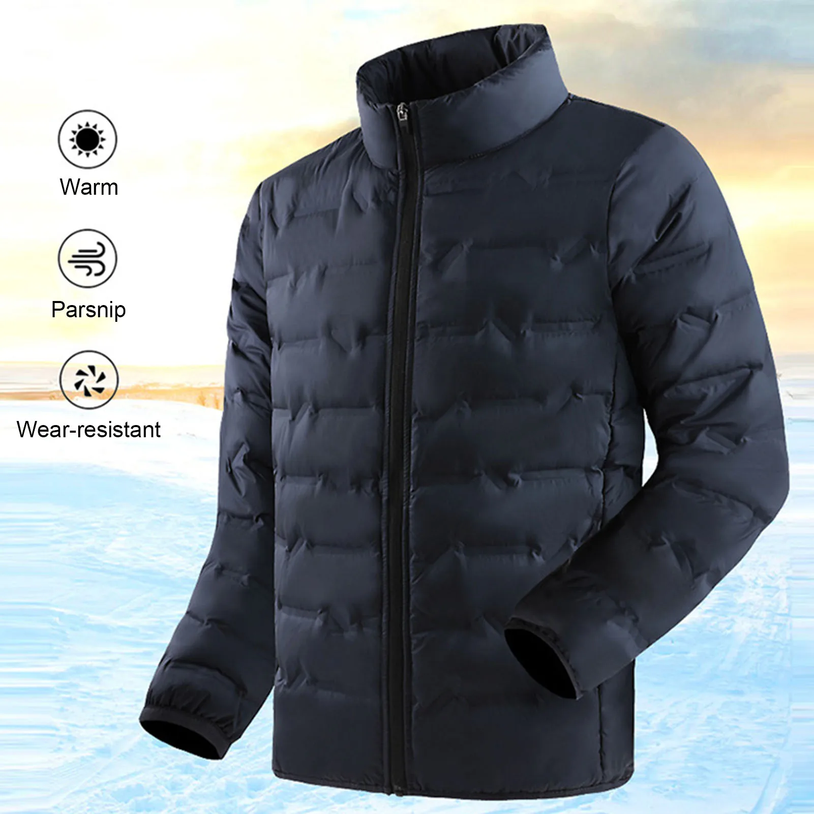

Graphene Self-heating Down Jackets Men Solid Windproof Pleated Down Jackets Stand Collar Classical Warm Winter Jackets Male Coat