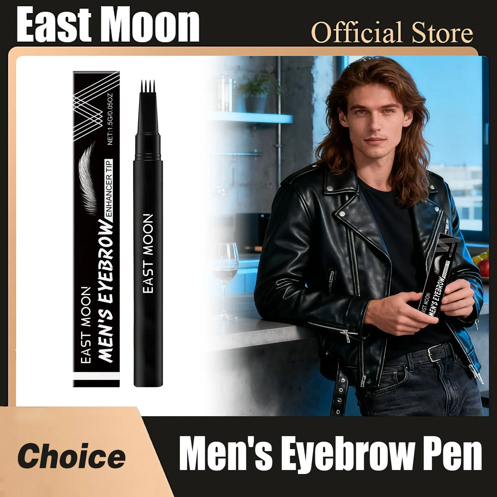 イーストムーンメンズアイブロウペンキット、初心者向け、長持ち防水、汗に強い、簡単塗布、プロ仕様メイク、ナチュラルアイブロウペンシル
