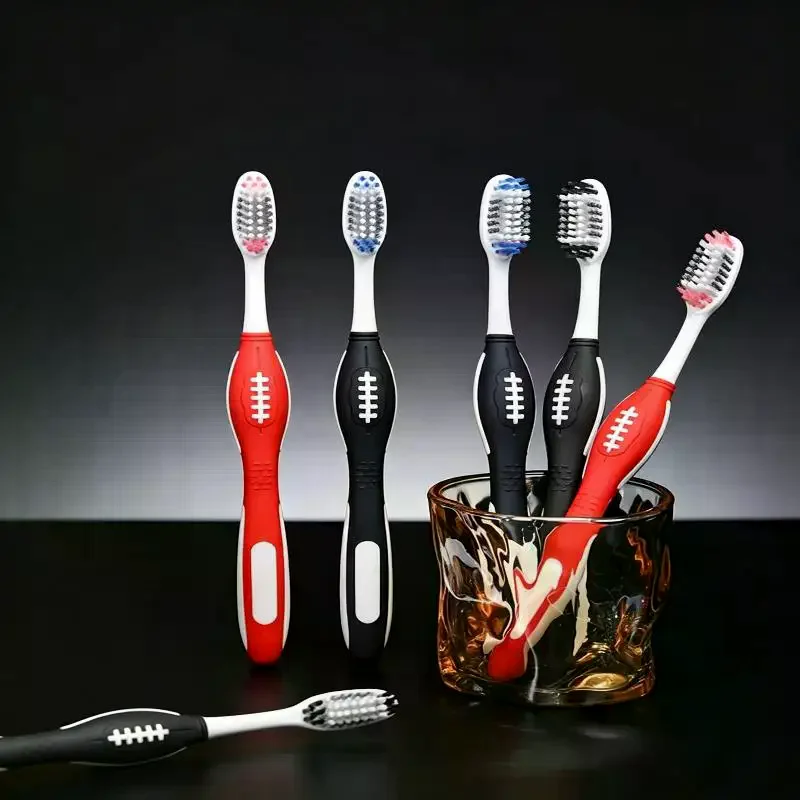 3 PCS Toothbrush Medium Hard Bristle, Spiral Bristles Non Slip Grip, for Adults Daily Oral Care Deep Teeth Cleaning