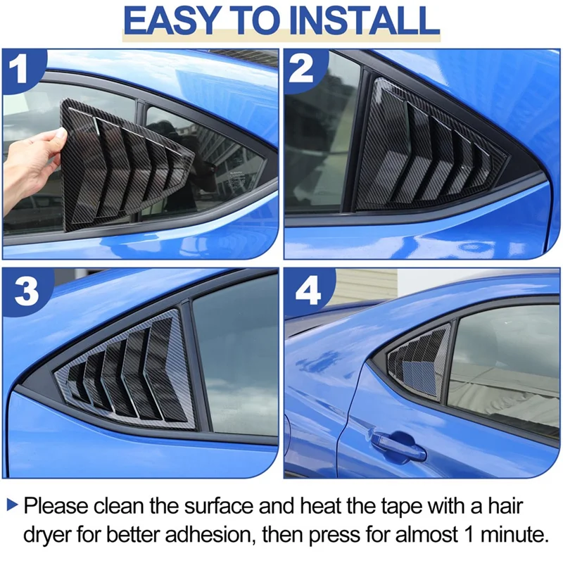 

A05U-Subtle Rear Side Window Louvers And Air Vent Scoop For Subaru WRX, Model Years 2022-2024