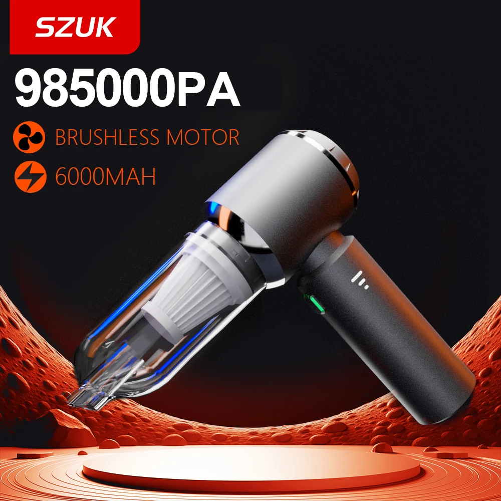 SZUK Car Vacuum Cleaner 985000PA Strong Suction Wireless Handheld Cleaning Machine Mini Portable Vacuum Cleaner for Car and Home