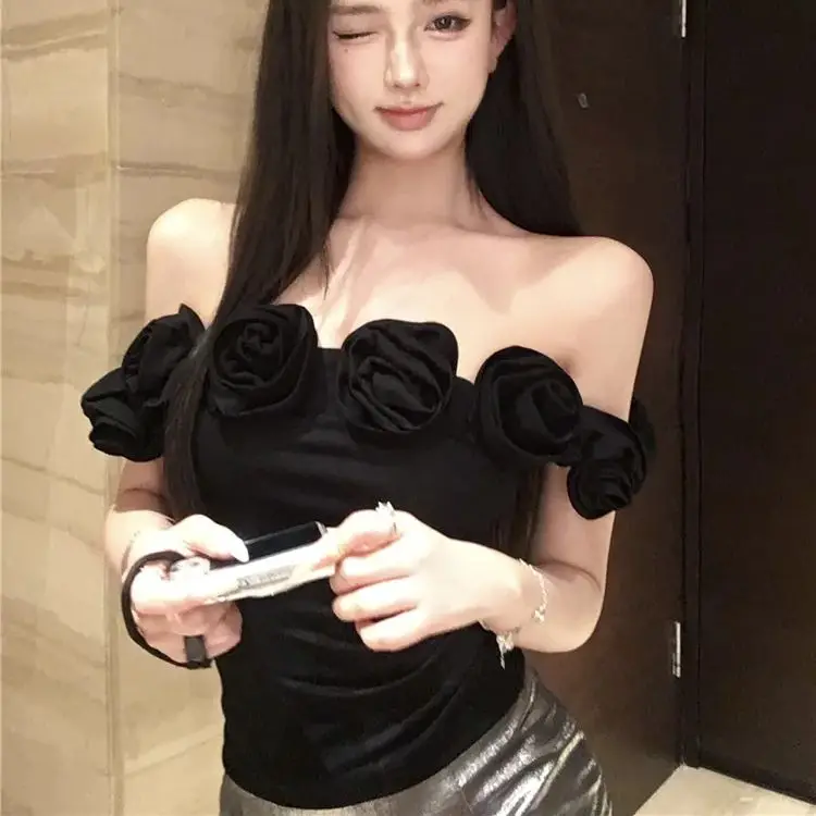 

Bow lace hollow round neck short-sleeved T-shirt for women summer slim pure desire niche apricot color short shoulder top