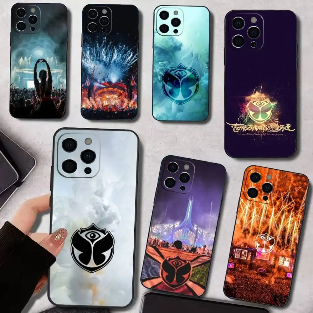 Music Tomorrowland Electronic Phone Case For iPhone 17,16,15,14,13,12,11 Plus,Pro Max,XS,Soft Black Cover