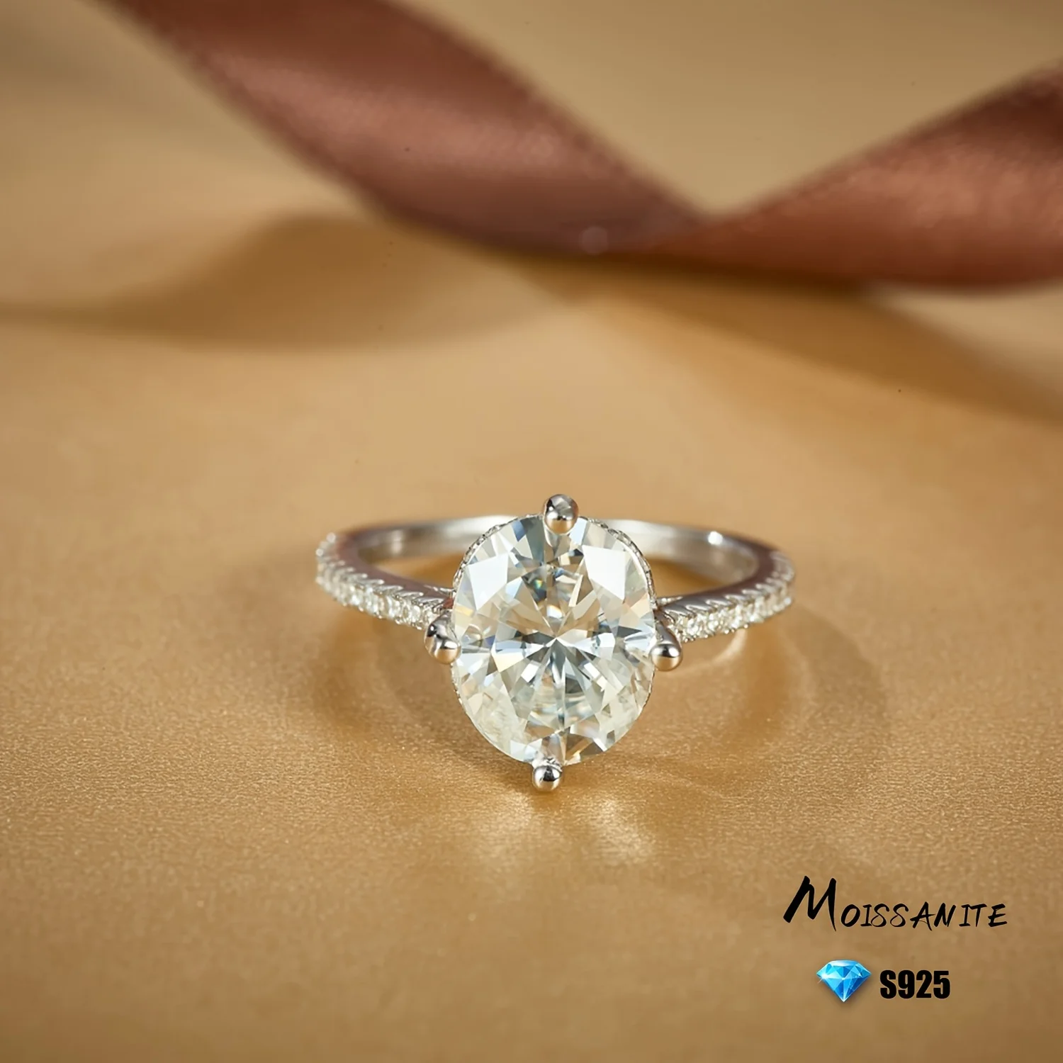 

Oval 8*10mm Ring S925 Silver Rings for Women Moissanite Ring with Gra Certificate