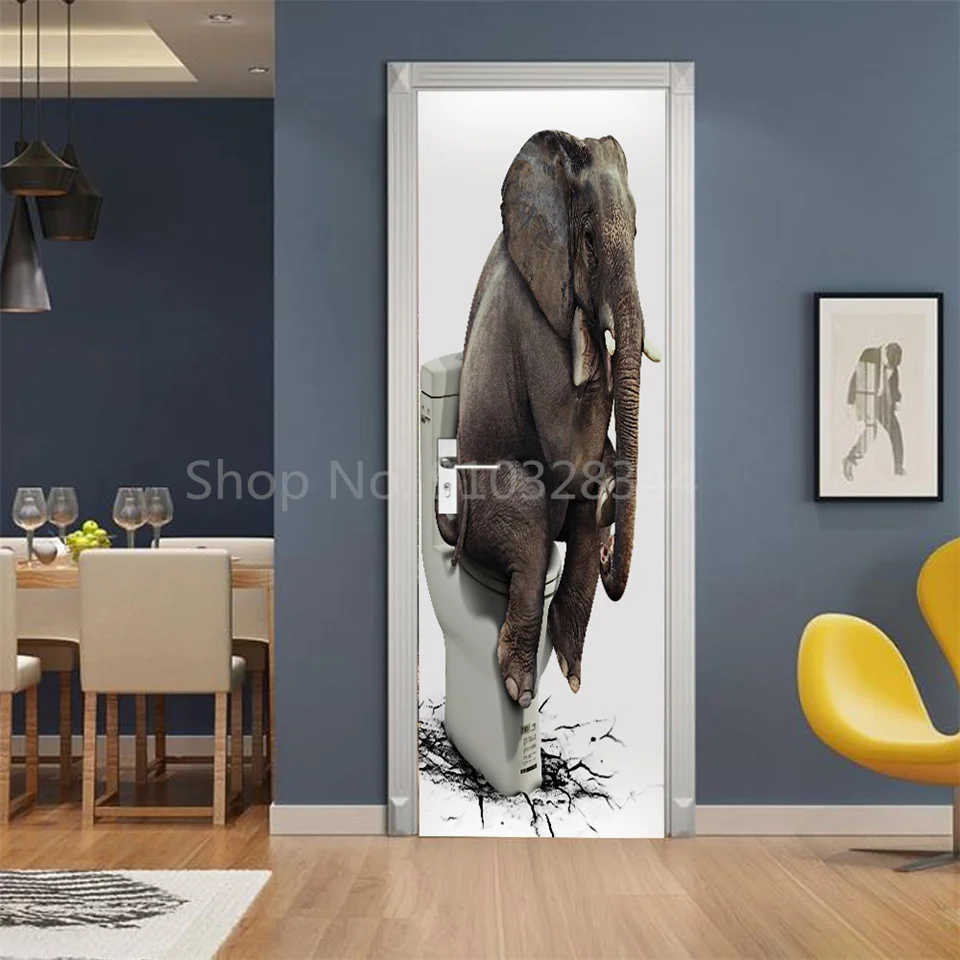 Tier-Türaufkleber Katze Tiger Hirsch Leopard Tapete Benutzerdefinierte Türen Poster Wandtattoo Selbstklebend 3D Heim-Design Dekor Türsticker – Detail 21