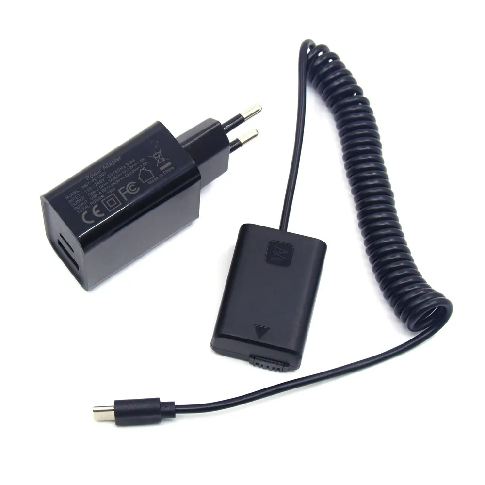 AC-PW20 np fw50 gefälschte batterie usb typ c stromkabel + pd ladegerät adapter für sony a7r ZV-E10 a6500 a6300 a6000 slta55 nexc5 nex5n