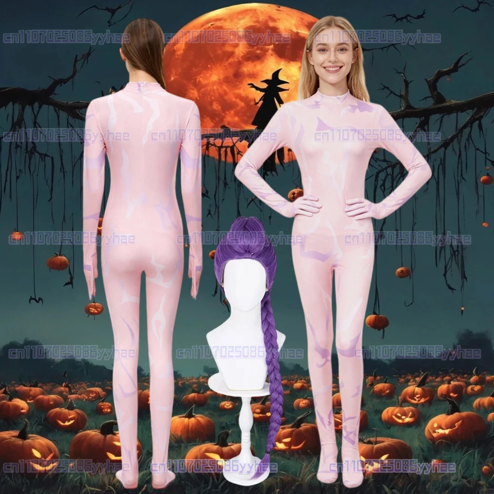 

Kids Demon Hunter KPop Cosplay Jumpsuit Rumi Zoey Mira Costume Polyester Jumpsuit Bodysuit Women Girls Halloween Roleplay Suit