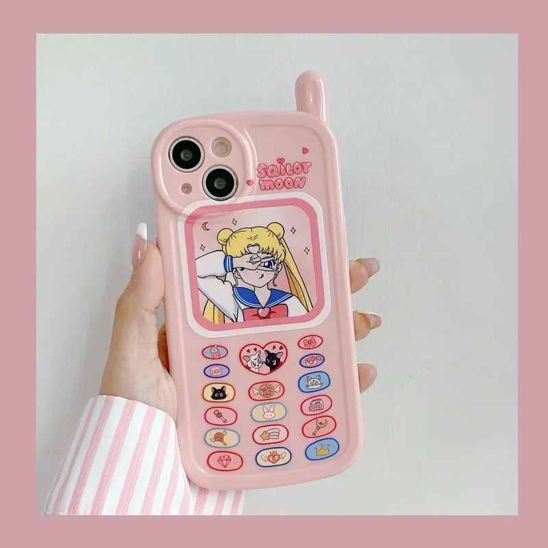 Sailor Moon Phone Case para iPhone, Capa TPU Macia, À Prova de Choque, Kawaii, Desenhos Animados Bonitos, Anime Japonês, 15, 14, 13, 12, 11 Pro Max