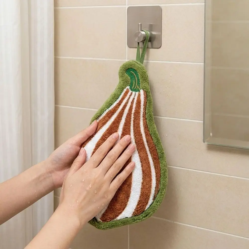 Super Soft Pumpkin Hand Towels Water-absorbing Thickened Bathroom Towel Hanging Fast Drying Hand-Wiping Towel Bathroom