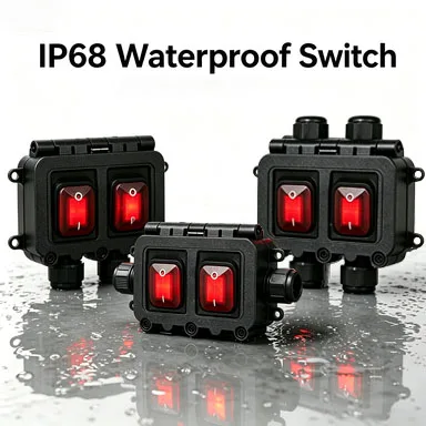 IP68 Waterproof Junction Box 30A 24V 220V with Illuminated Rocker Switch Outdoor Marine Enclosure for Electrical Installations