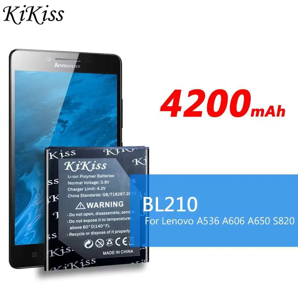

Безопасный аккумулятор для мобильного телефона BL210 4200 мАч для Lenovo A536 A606 A656 S820 S820E A750E A770E A656 A766 A658T S650 A398T A828t