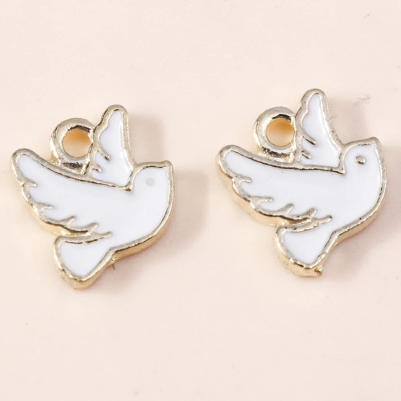 10 Stück 13x11mm Cartoon Mini Emaille Tier Tauben Anhänger für Schmuckherstellung Halsketten Ohrringe DIY Bastelzubehör – Detail 6