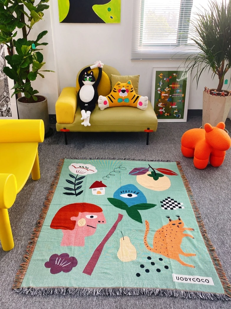 Uody Original Home Town Thin Blanket Sofa Blanket Office Air Conditioner Camping Blanket Ins Style Bamboo Fiber Cotton Throw