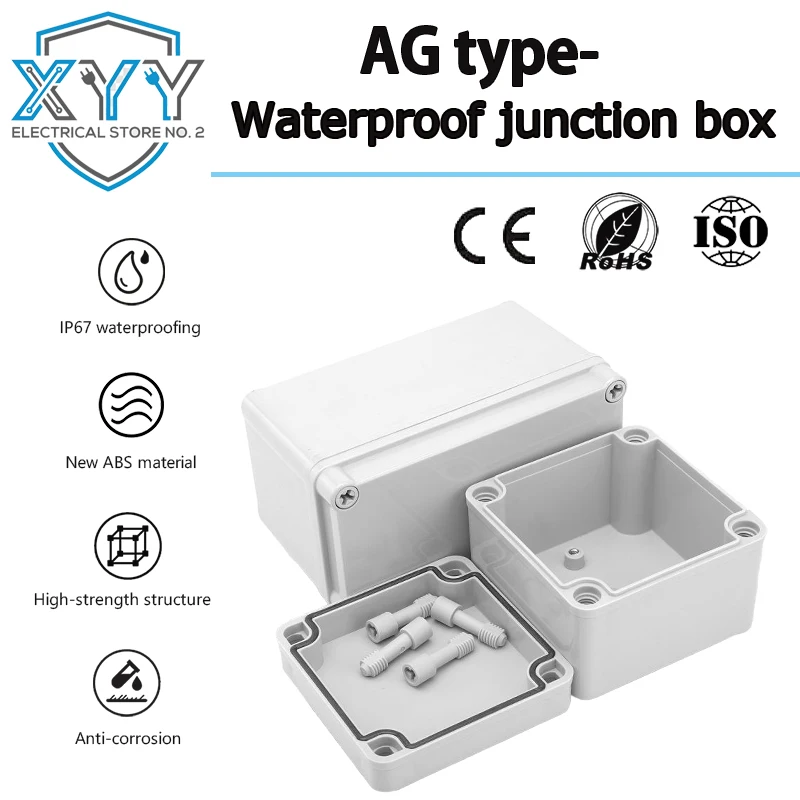 AG Waterproof Box, ABS Plastic Terminal Box, Outdoor Monitoring Power Button Wiring Box, Sealed Box, Rainproof Distribution Box