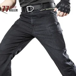 Men Tactical Jeans Commuter SWAT Combat Denim Pants Male Multi-pocket Wear-resistant Army Cowboy Cargo Joggers Pantalones Hombre