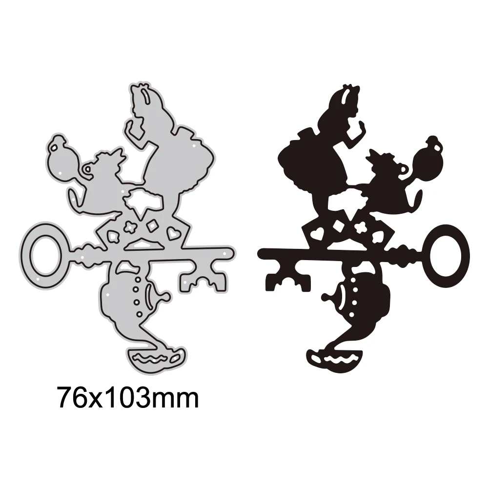 Alice On Key Cutting Dies Disney Diecuts for DIY Scrapbooking Paper Cards Crafts Making New 2023. Arrival