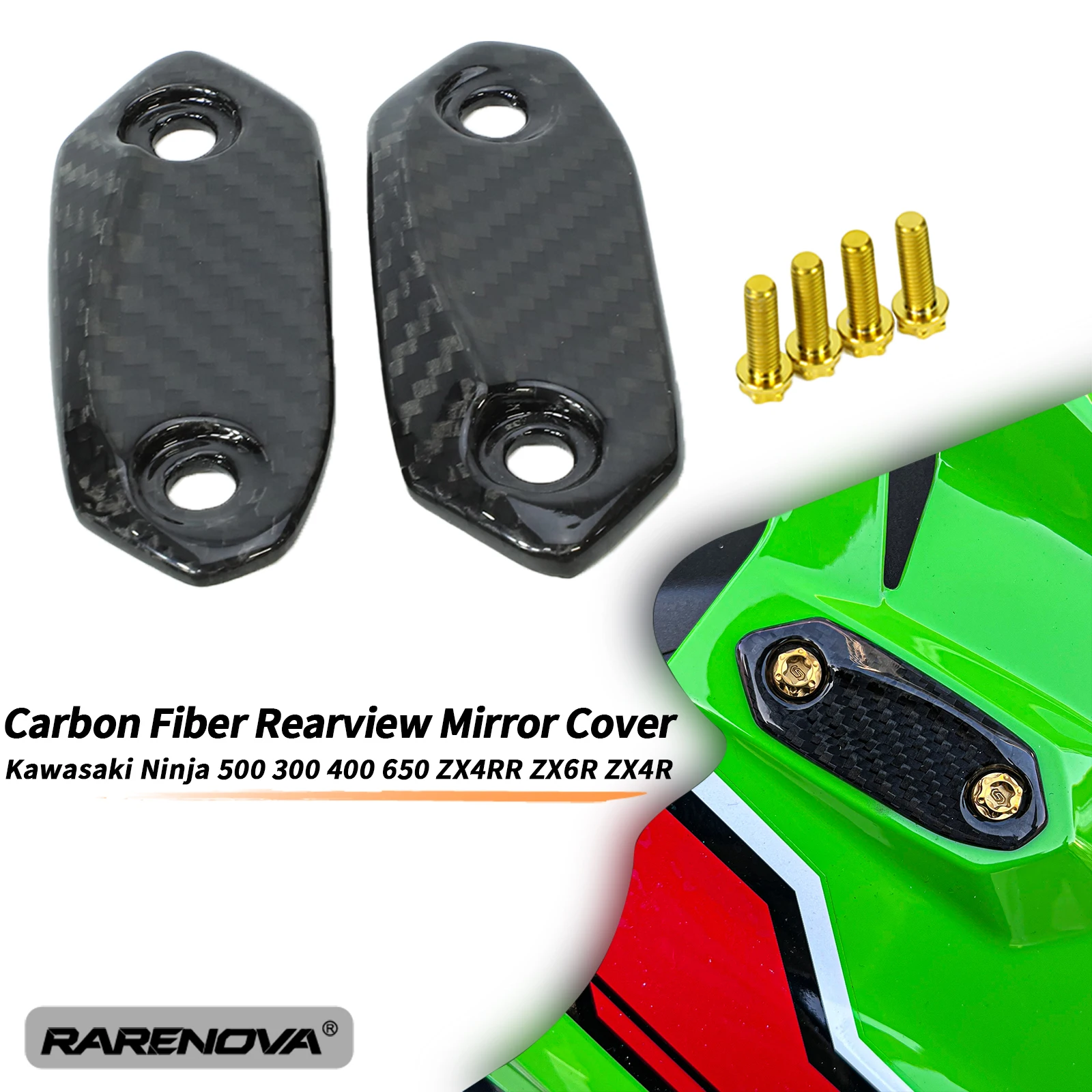 

ZX6R Rear Mirrors Decorative Cover For Kawasaki Ninja 500 300 400 ZX4RR ZX4R Motorcycle Carbon Fiber Rearview Mirrors Base Cover