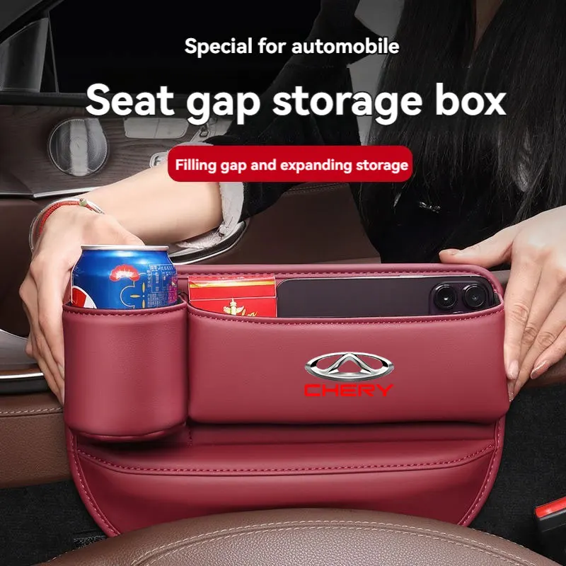 Multifunction Leather Car Seat Organizer Box Gap Filler With Cup Holder For Chery Tiggo 2 Pro 7pro X1 EQ1 3X 5X T11 5X GLX QQ A3