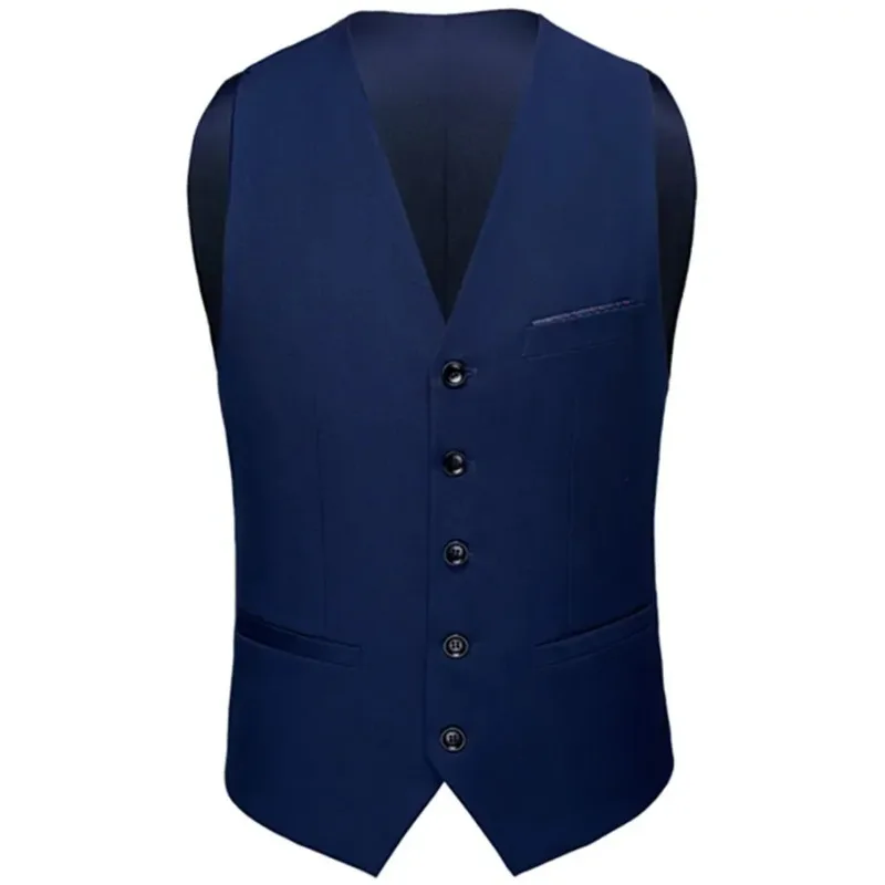 Men's Business Gentleman V-neck Slim Fit Beautician Waiter Vest/High Quality Urban Slim Fit Solid Color Suit Vest