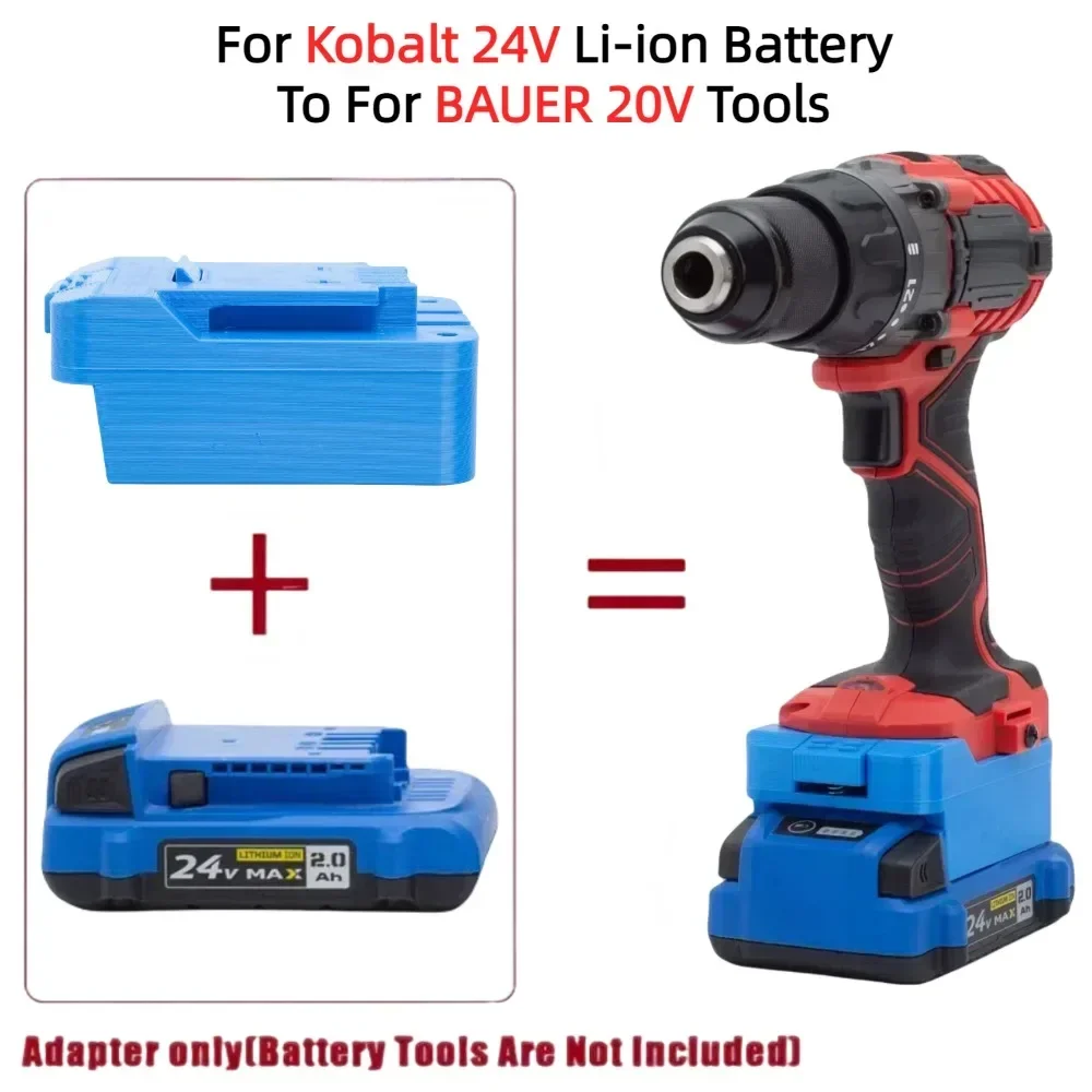 Battery Converter Adapter for Kobalt 24V Max Low Profile Battery TO for BAUER 20V Battery Cordless Drill Tool (Only Adapter)