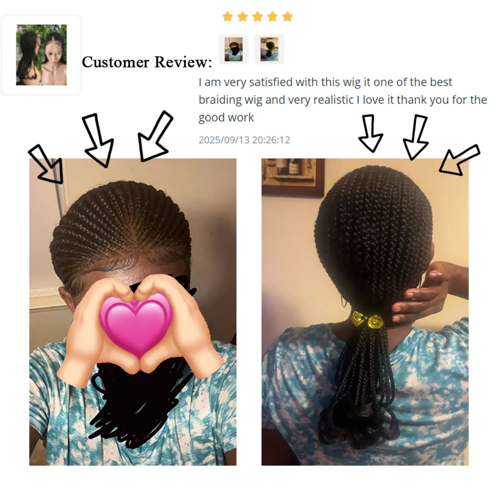 18 Inch Synthetic Full Lace Crochet Wig with Baby Hair Knotless Braided Cornrows Easy Wear Afro Fiber Hair for Women