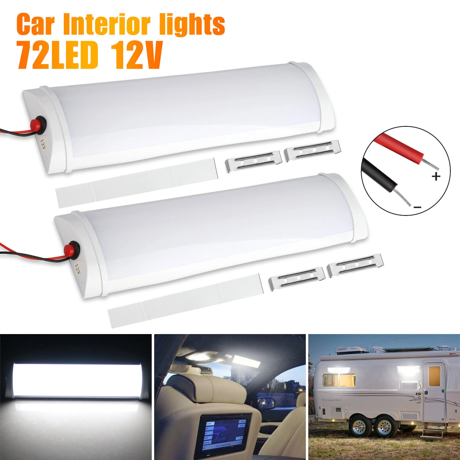 2Pcs 72 LED 12V Car Vehicle Interior Dome Roof Ceiling Reading Light Lamp Car Roof Light Auto Interior Lighting Accessories