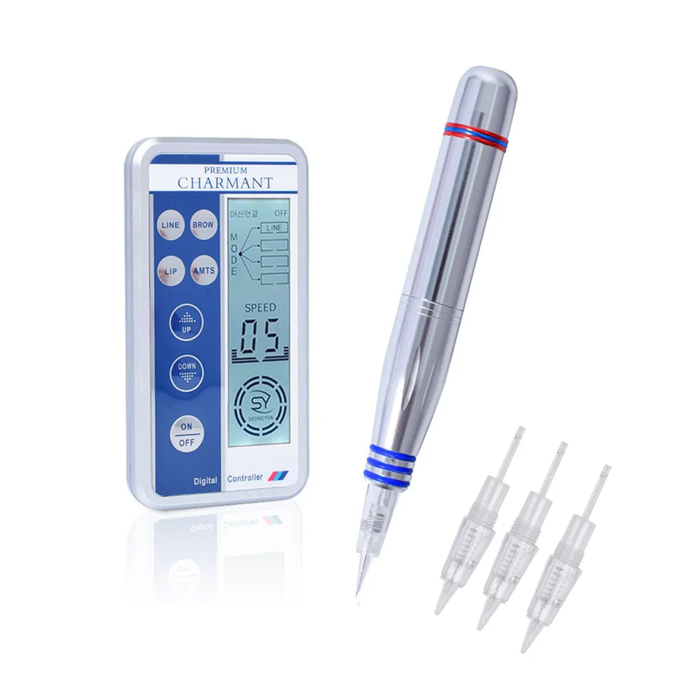 

Профессиональная цифровая ручка для перманентного макияжа Charmant, тату-машина с источниками питания для подводки бровей, губ, татуировки