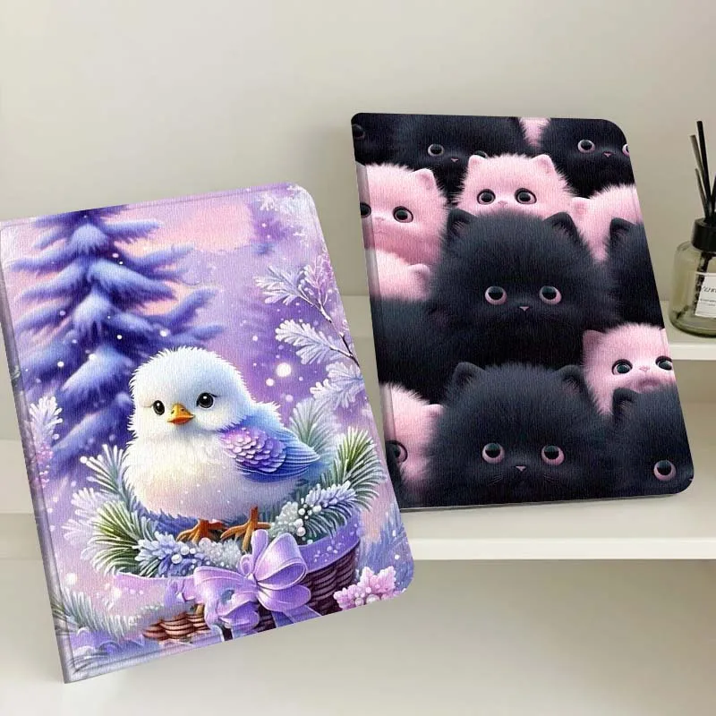 

Cat Bird Cartoon Cute For Apple iPad Pro Air 13 2 7th 6th 2025 M2 M3 M4 M512.9 13 inch Foldable Tablet Case Gift
