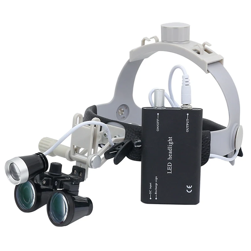 2.5X 3.5X Helmet Dental Loupes Binocular Magnifying Glass with Rechargeable LED Spotlight Headband Dentist Surgical Loupe