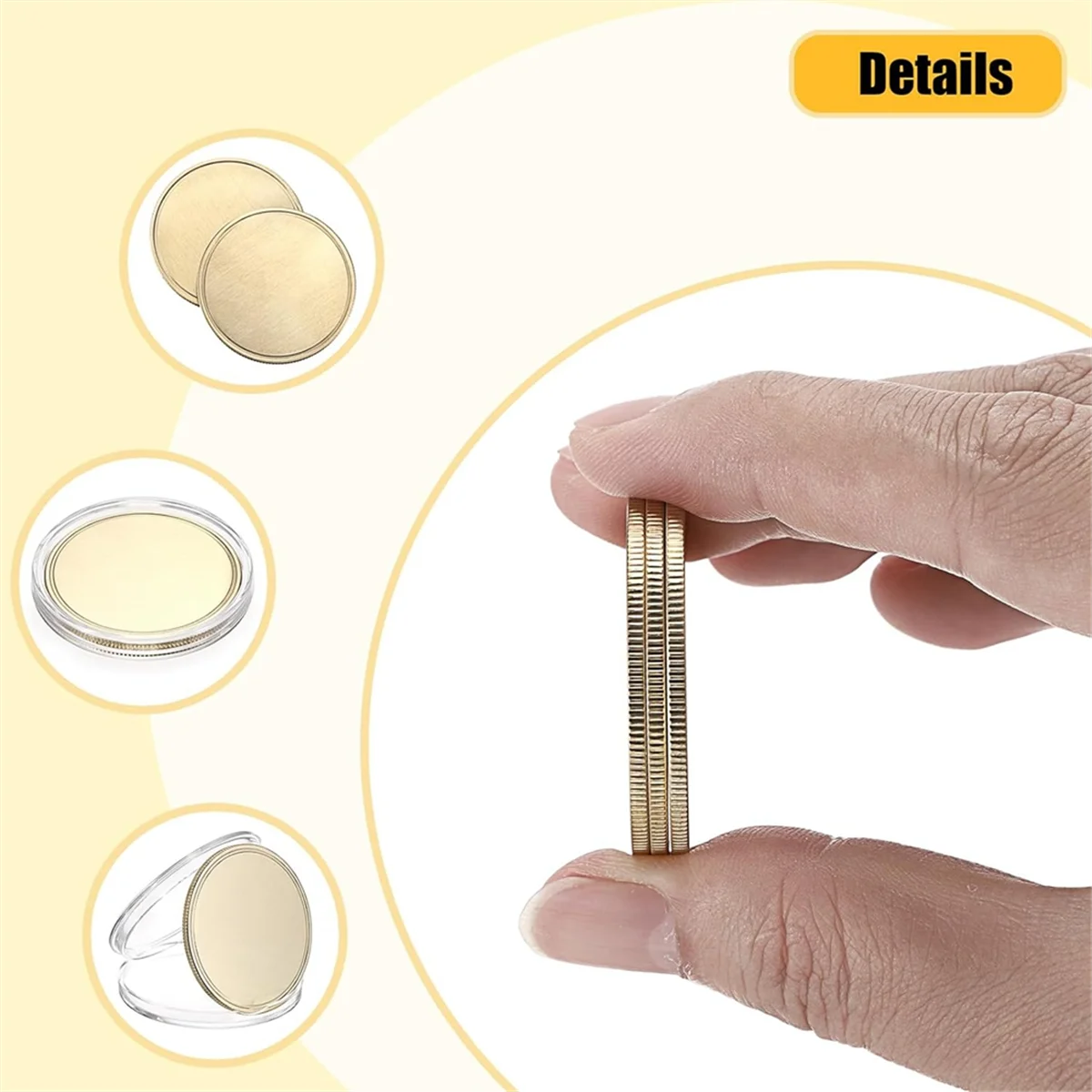 L33A_15PCS Moeda de desafio em branco para gravação a laser, moeda em branco gravada a laser de 1,6 polegadas Moeda estampada em metal dourada