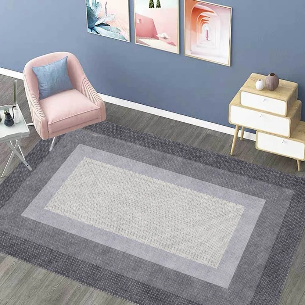 Fashion woven rope gradient geometric grey frame living room bedroom bedside carpet floor mat