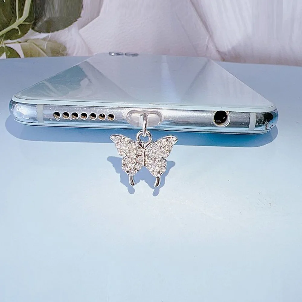 1PC nuova Corea carino fiocco rosa perla per telefono tappo antipolvere porta di ricarica spina per iPhone tipo C tappo di protezione antipolvere accessorio