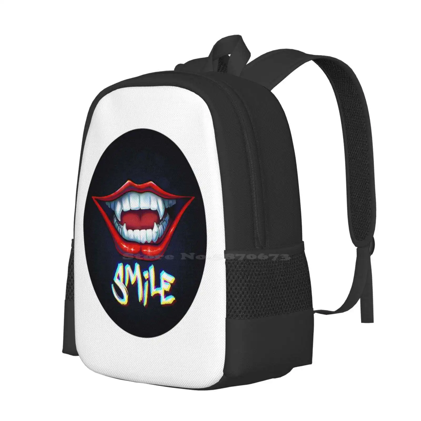 Smiles Bag Backpack For Men Women Girls Teenage Happy Face Death Fantasy Grin Smirk Monster