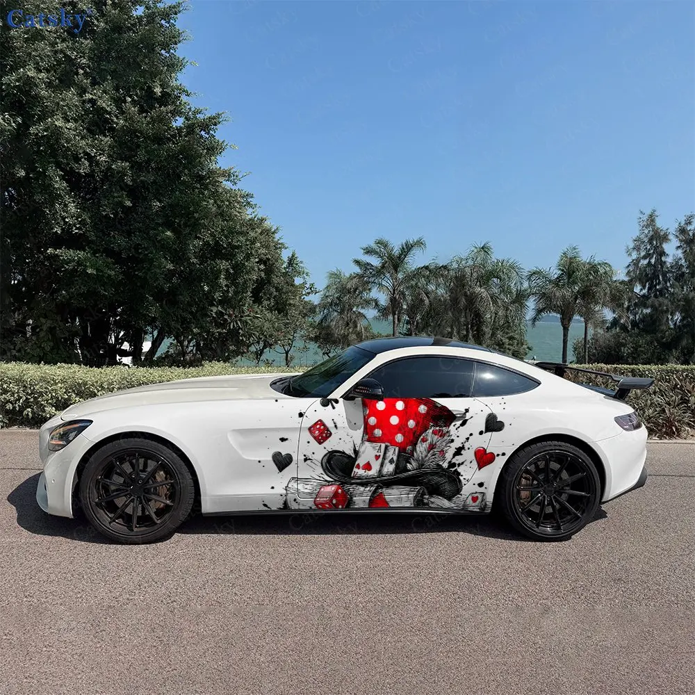 2pcs-red-hat-poker-wild-dice-durable-fade-resistant-enhance-vehicle-aesthetics-with-bold-artistic-design-car-vinyl-wraps