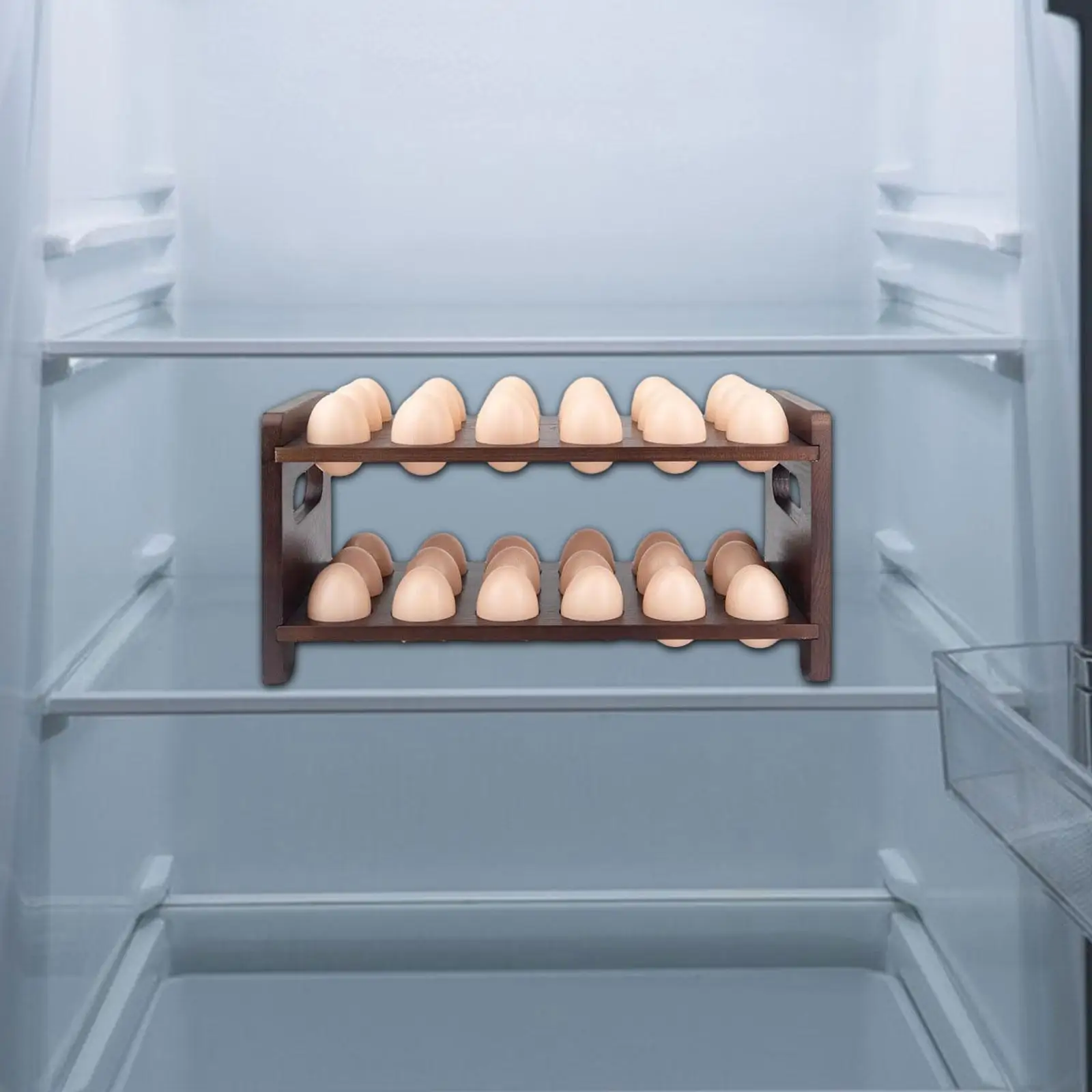 

Wooden Egg Holder Durability Practical Portable Space Saving 2 Tier Eggs Organizer for Kitchen Countertop Home Refrigerator