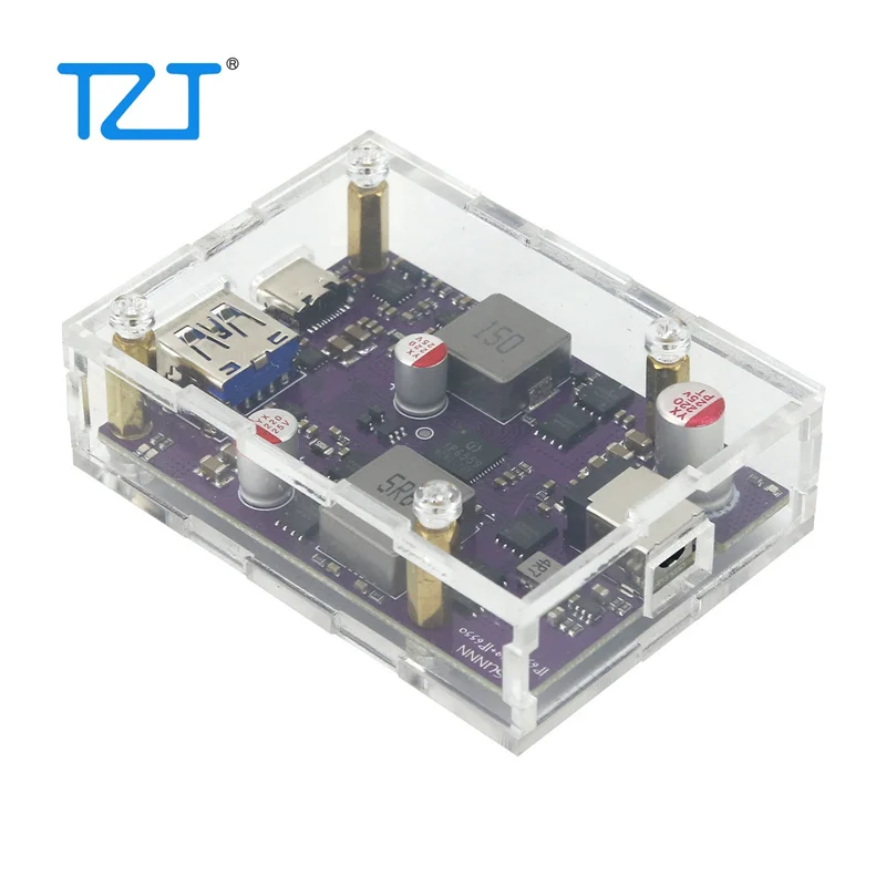 Módulo de carga rápida Buck Boost TZT 200W IP6559+IP6550 con carcasa acrílica compatible con PD2.0 y 3,0