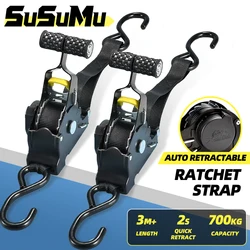 Auto Straps For Cargo Tape Retractable Belts For Load Luggage Strap Ratchet Tensioner Belt For Motorcycles Ratchet Strap For Car