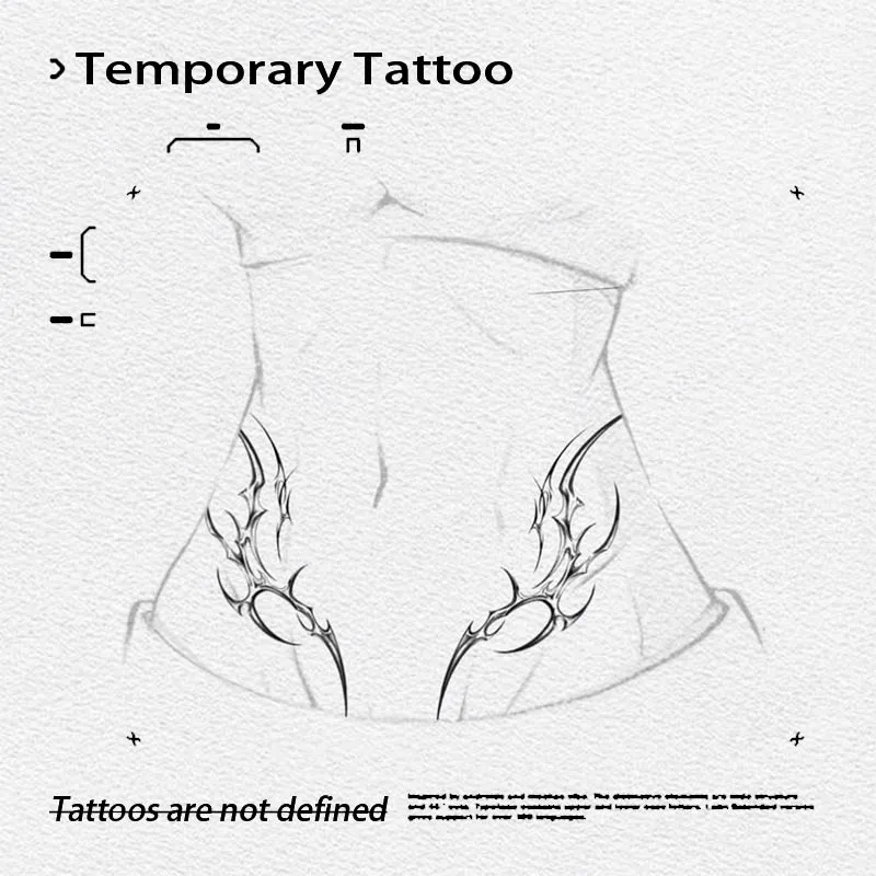 

European and American Style Thorn Cross Herbal Juice Tattoo Stickers Sexy Waist Body Waterproof Temporary Tattoo Party Gift Y2K