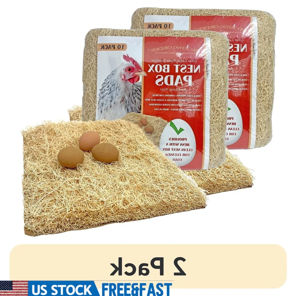 

2 упаковки подушечек для коробки куриного гнезда, 10 шт., Excelsior, деревянное волокно, естественная очистка, легко собирается, свежие яйца, 13x13 дюймов, подходят